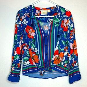 Anthropologie Maeve Elan Scarf Printed Blouse Size 4